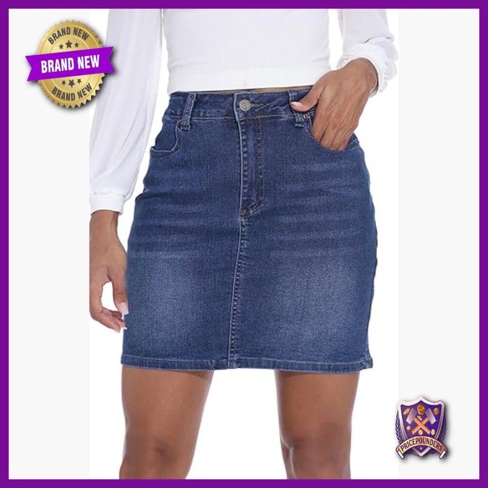 Stretch Denim Mini Skirt High Waisted Slim Fit Pencil Casual Wear